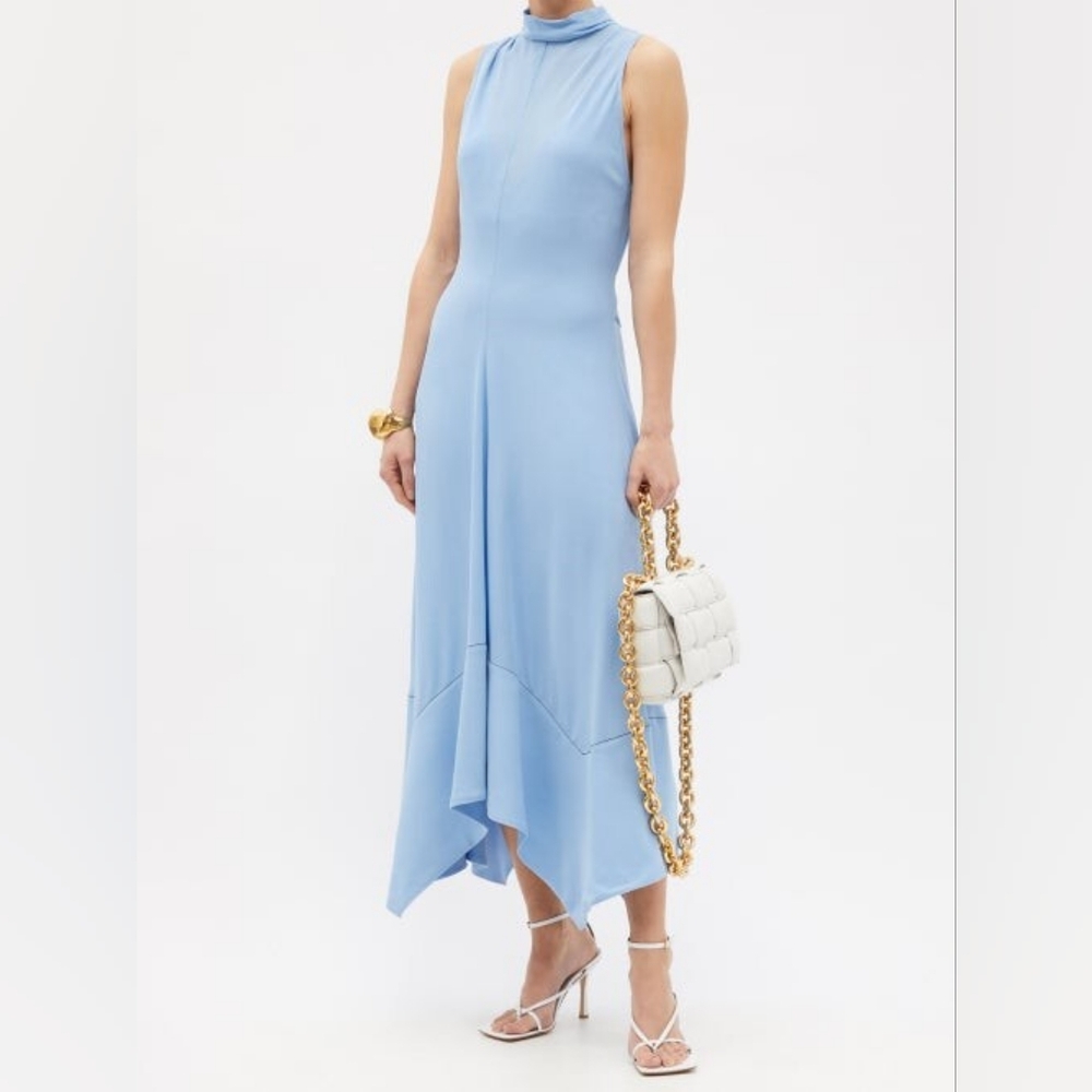 PROENZA SCHOULER Handkerchief Hem Silk Georgette Dress Sky Blue US 2 Org $1,199